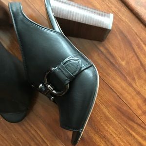 Coach sling back peep toe block heel